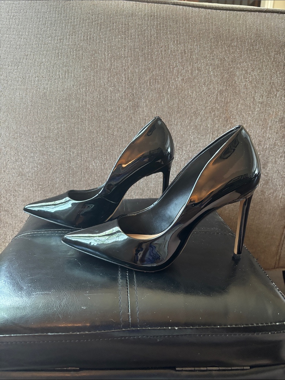 Aldo Black Patent Pointed-Toe High Heel Pumps